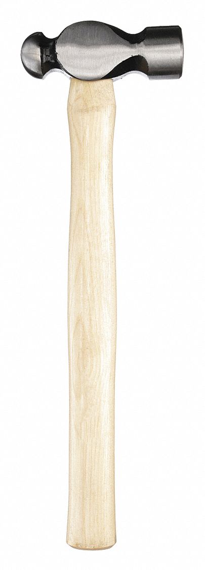 BALL PEIN HAMMER, 2 LB, 16 IN HANDLE, HICKORY/BRASS