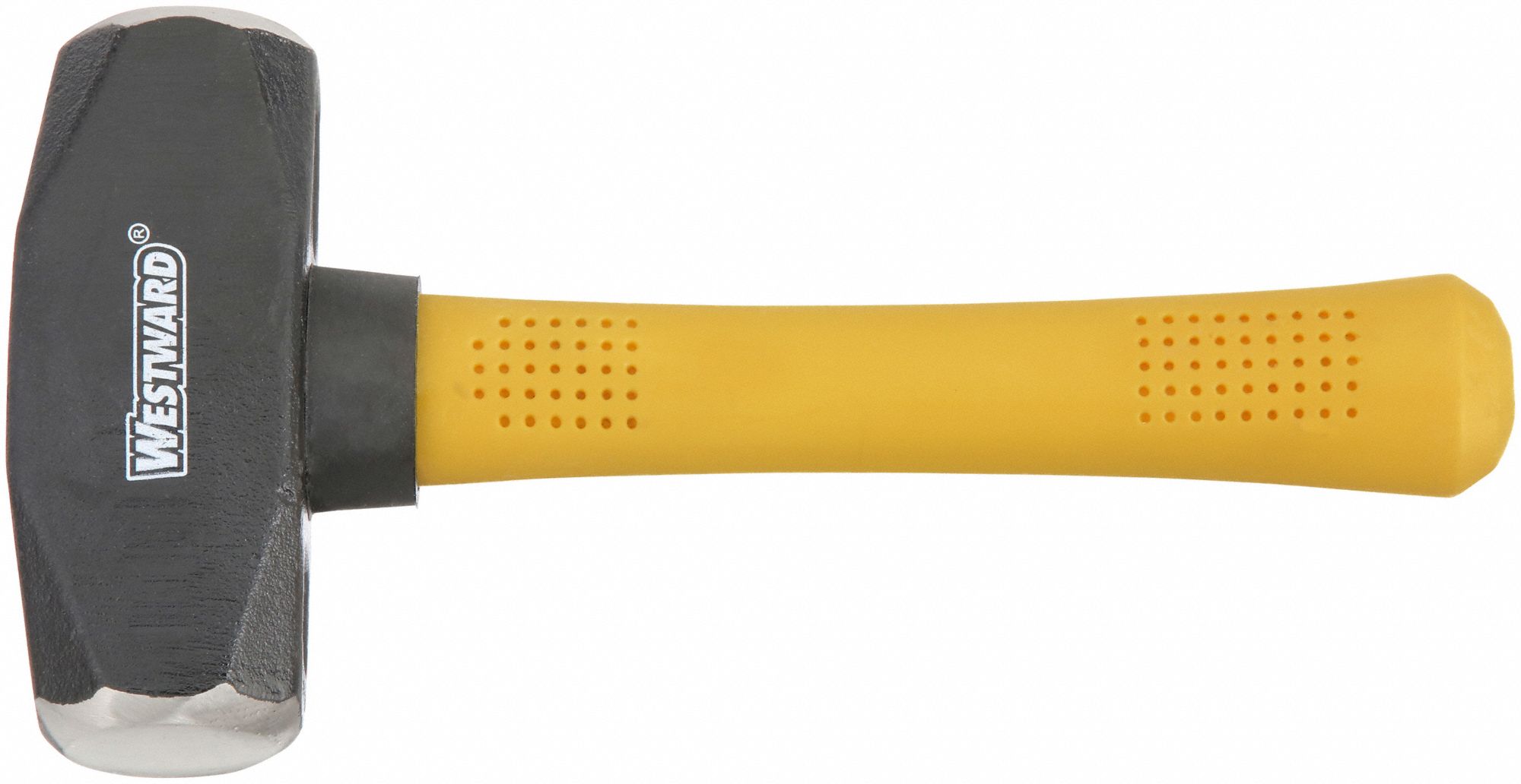 STEEL DRILLING HAMMER, FIBREGLASS HANDLE, 3 LB HEAD WT, 1 7/8 IN DIA, 10 IN OVERALL L