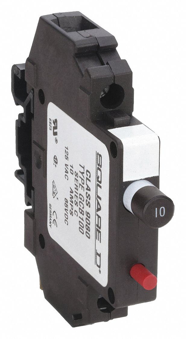 PROTECTEUR DE CIRCUIT, 1 PÔLES, 3,11 PO LONGUEUR, 0,5 PO LARGEUR, POUR TAILLE MAXIMALE DU FIL 10 AWG, NOIR