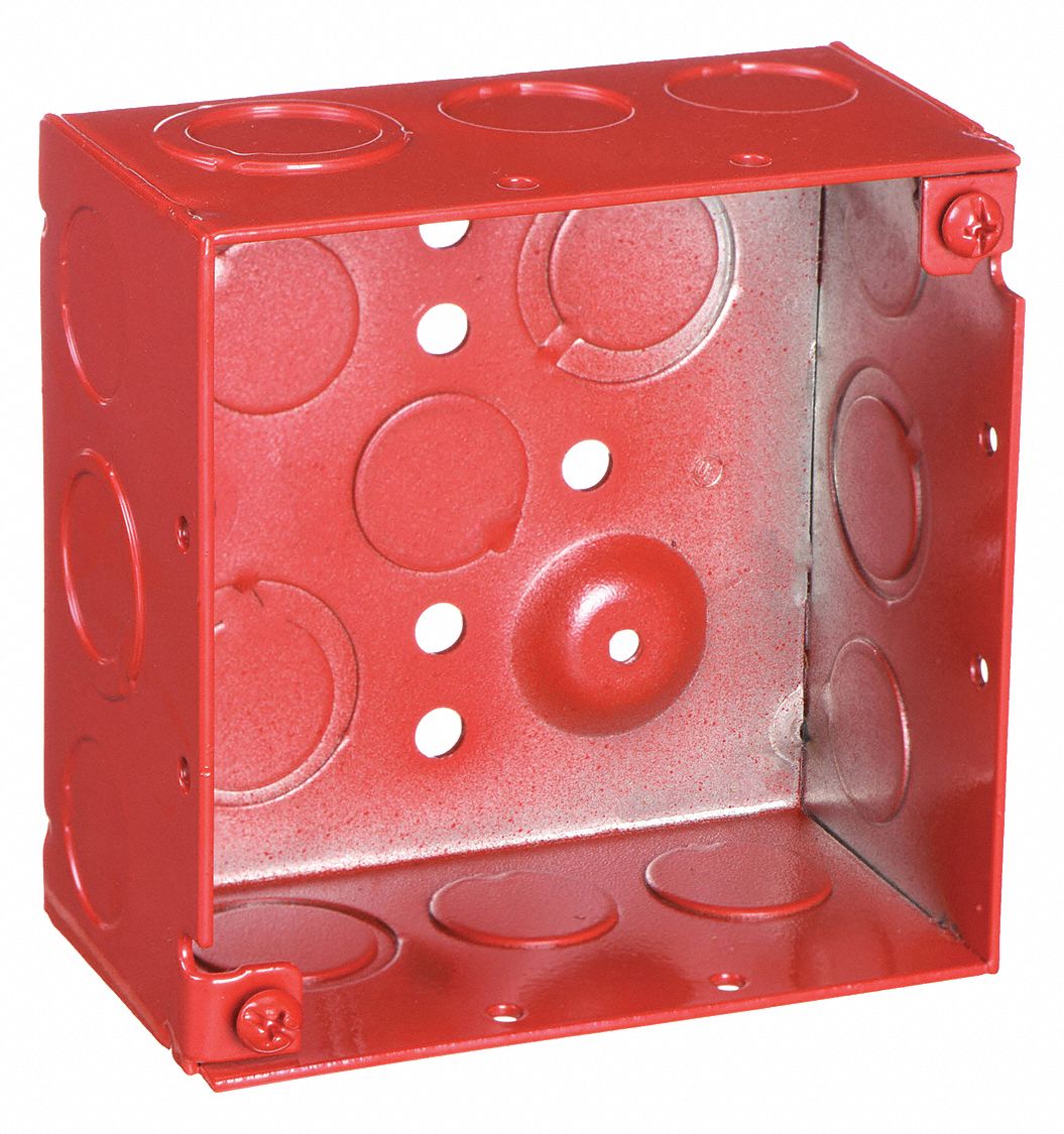 ELECTRICAL BOX,SQUARE,30.3 CU IN,RED