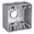 WEATHERPROOF ELECTRICAL BOX, ALUMINUM, 2 GANGS, 1 IN HUB SIZE, 36 CU IN CAPACITY, GREY