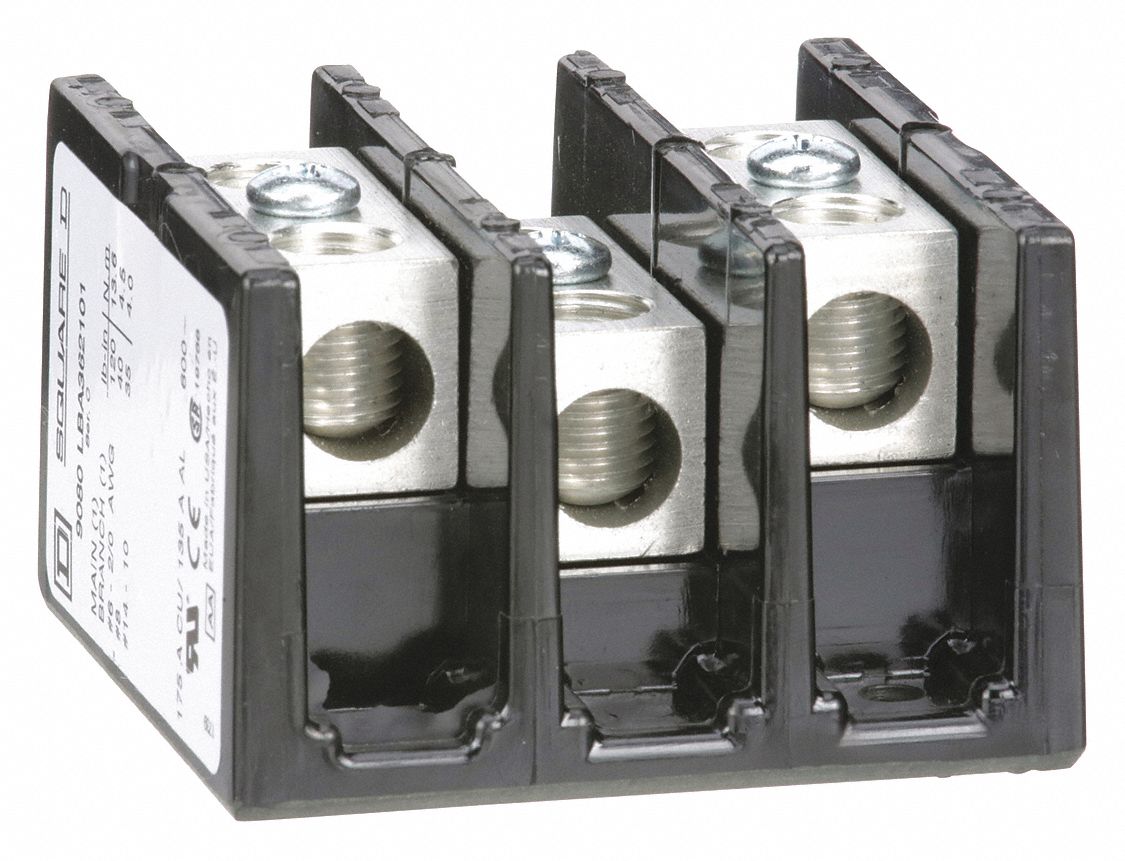 POWER DISTRIBUTION BLOCK, 3 POLES, SURFACE MOUNT, 1P SECONDARY, 600V