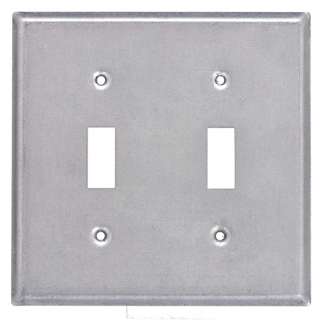 ELECTRICAL BOX COVER, 2 GANGS, GALVANIZED STEEL, 4 IN OVERALL W, ¼ IN OVERALL DP