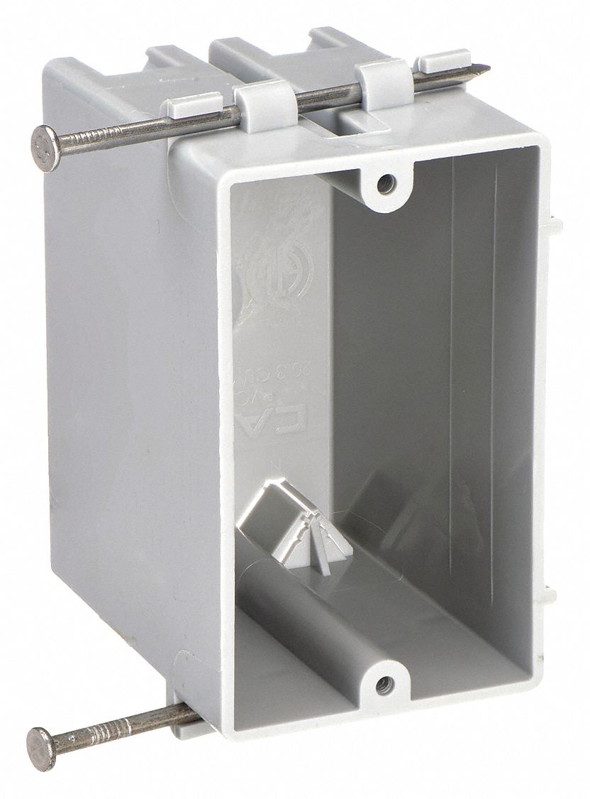 Electrical Box: PVC, Nonmetallic Material & Nominal Size, Rectangular, 1 Gangs, 2 1/4 in Box Wd