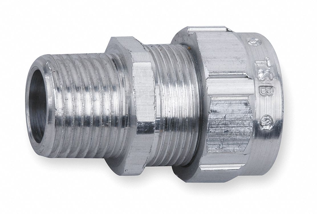 LIQUID TIGHT CORD CONNECTOR, ALUMINUM, 1 IN MNPT, 0.70 IN TO 0.95 IN, SILVER