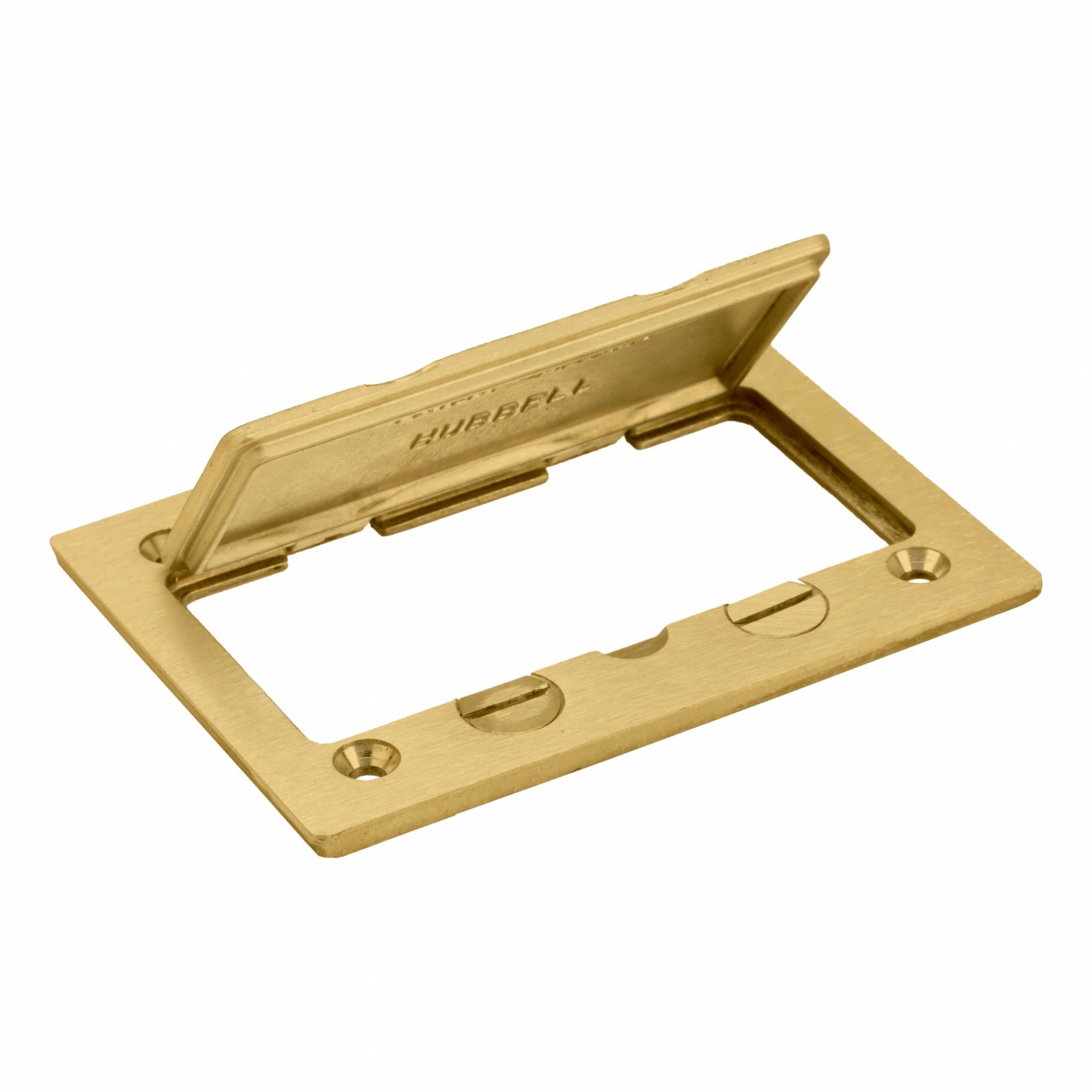 Floor Box Cover: Rectangular, Gold, Brass, Brushed