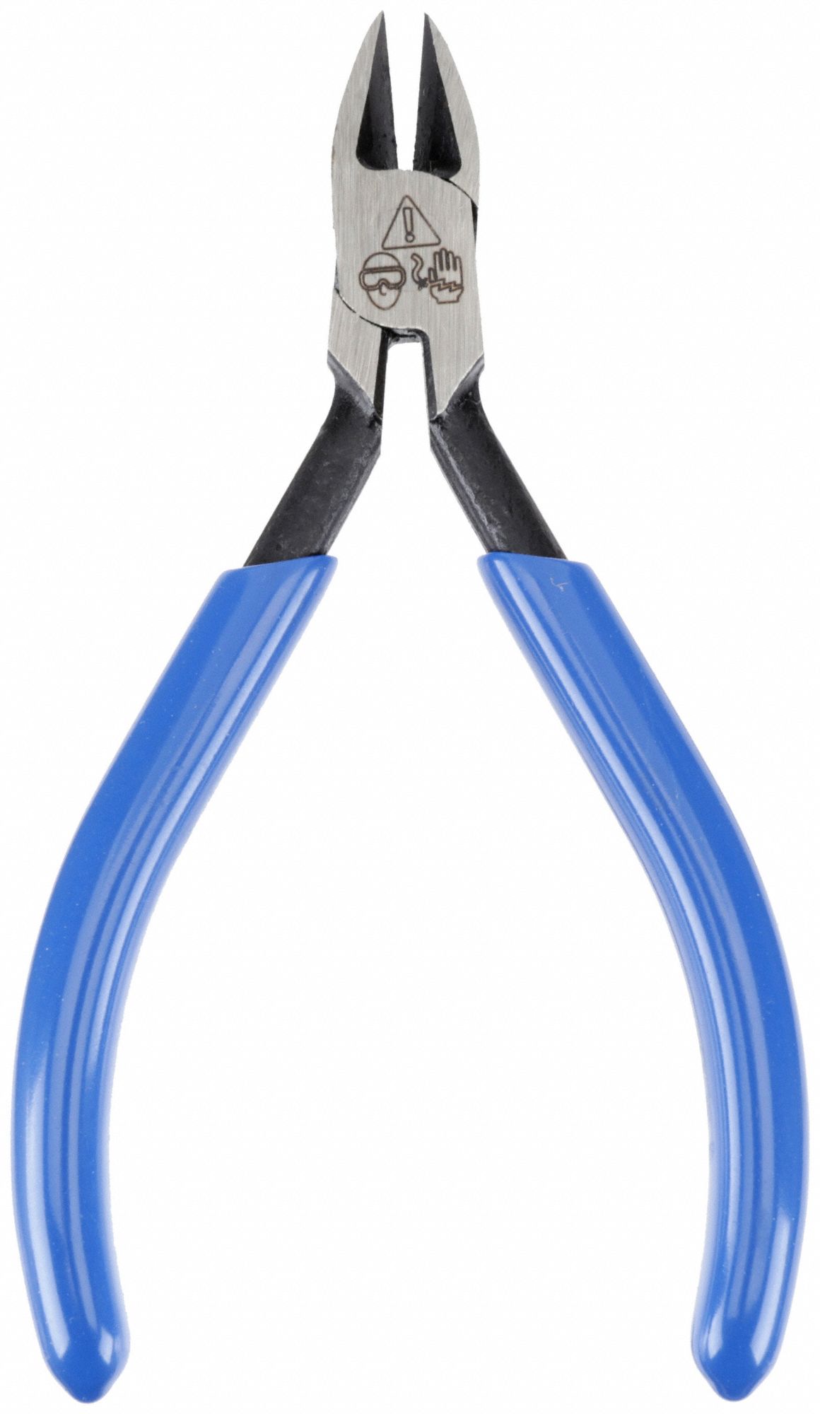 PRECISION DIAGONAL CUTTING PLIER, SEMIFLUSH, POINTED, 4 1/4 IN OVERALL L, 1/2 IN JAW L