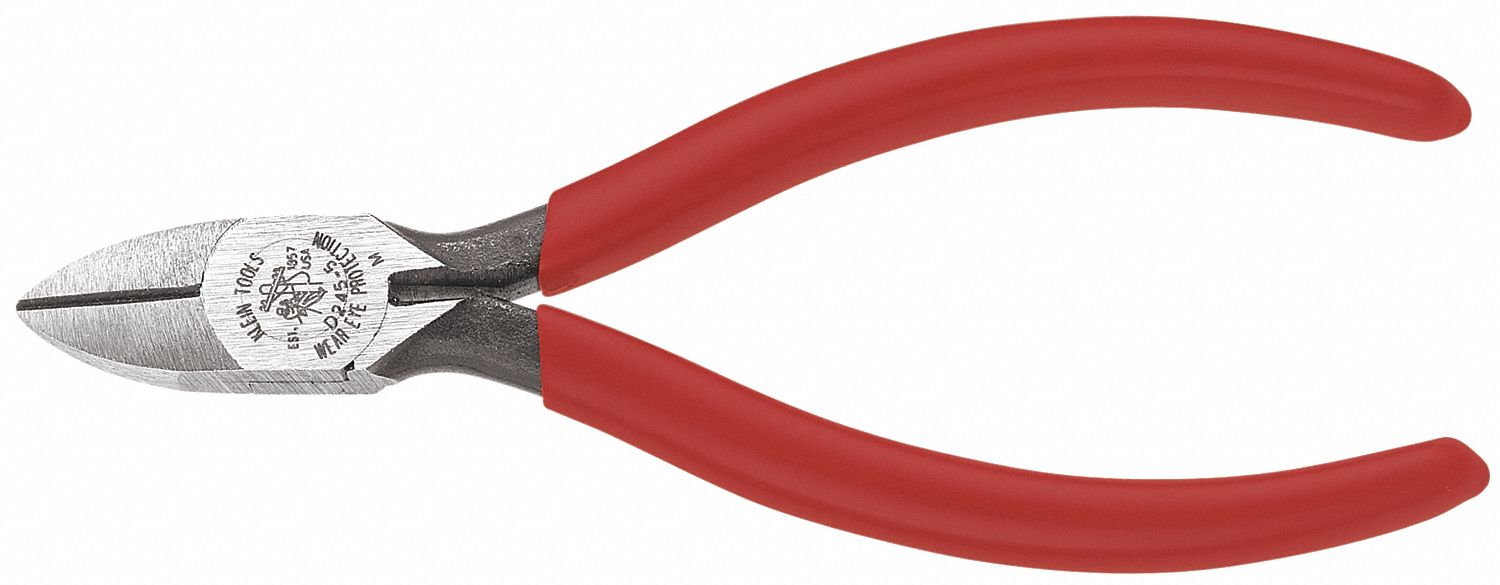 Diagonal Cutting Plier: Std, Straight, Narrow, 3/4 in Jaw Lg, 5/8 in Jaw Wd, 5 1/8 in Overall Lg