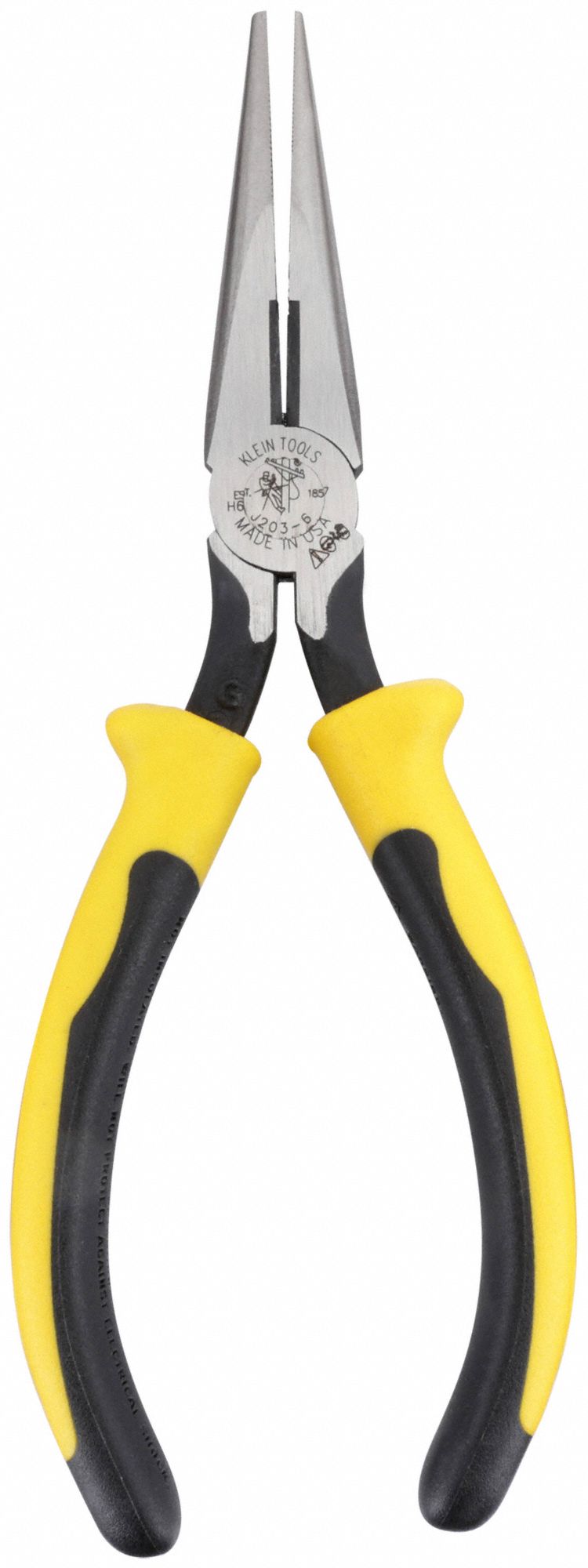 K Tool 51206 Needle Nose Pliers, 6 Long, Bent Nose, with Side Cutter,  Vinyl Grips