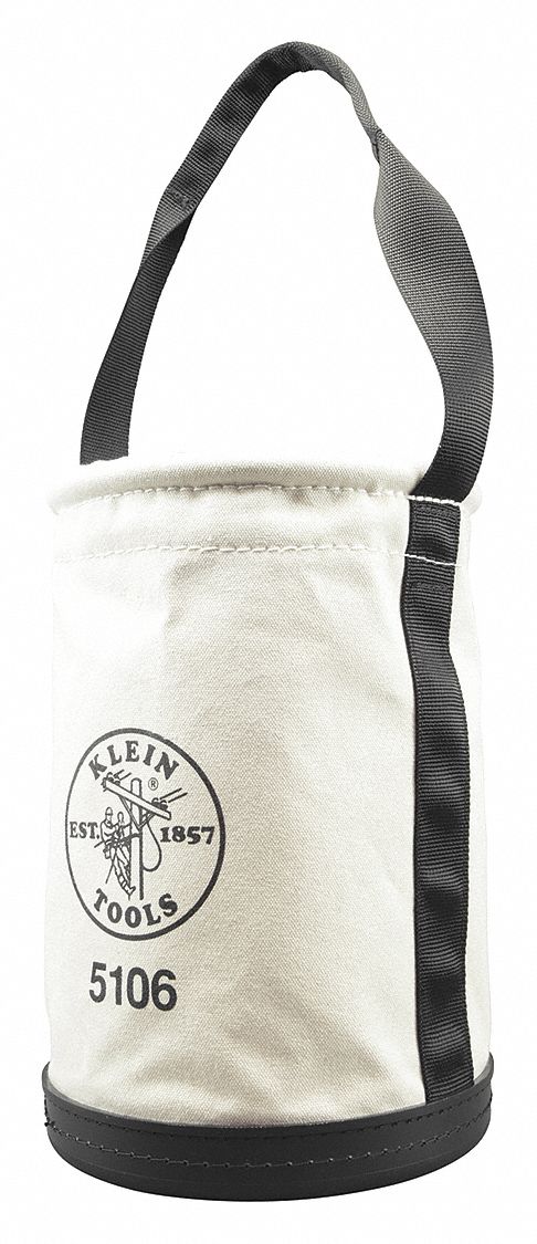 Bucket Bag: 14 in H, Off-White, Canvas, 1 Pockets, Open Top