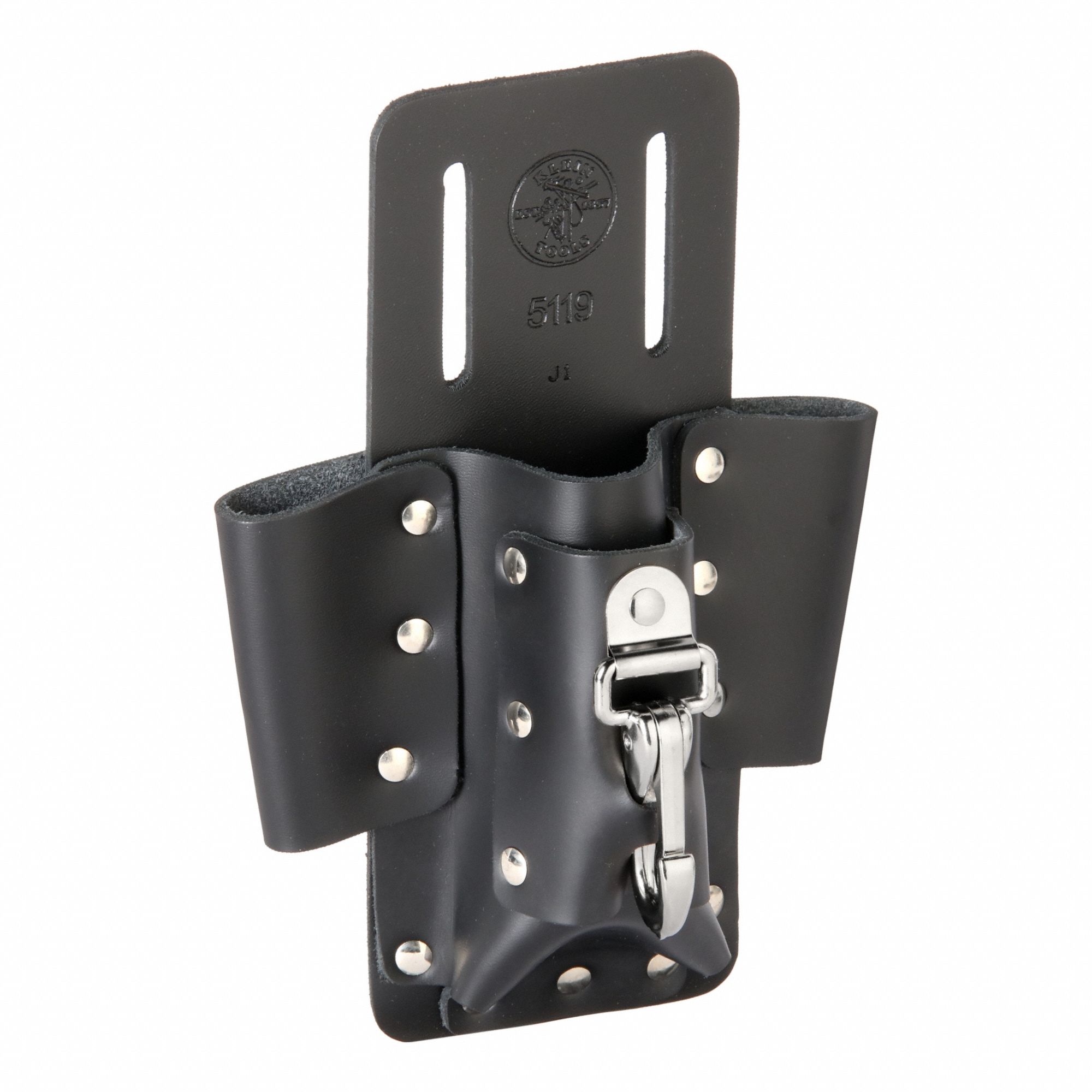 Tool Pouch: For 2 in Belt Wd - Max, 4 Pockets, Black, Leather