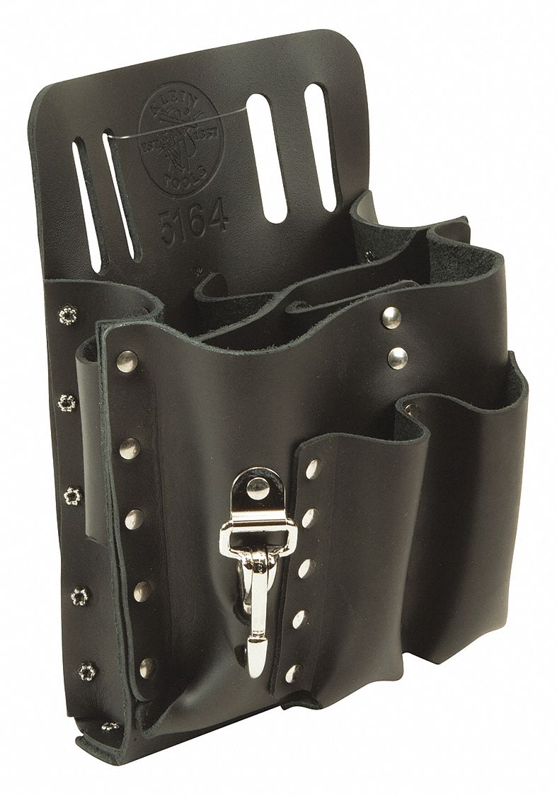 KLEIN TOOLS Black Tool Pouch, Leather, Fits Belts Up To (In.) 2 in