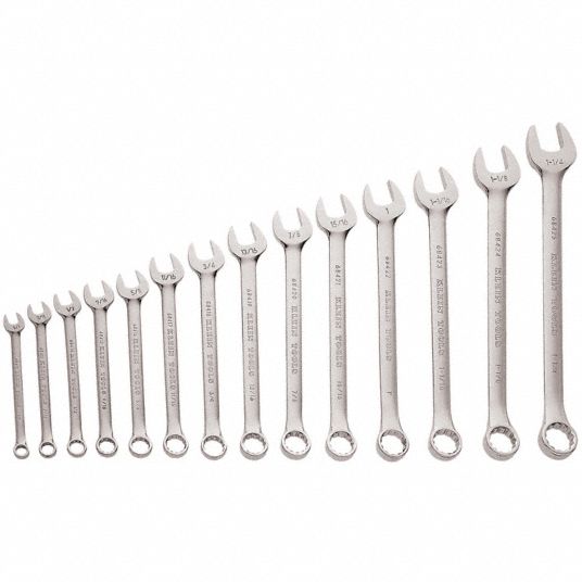 KLEIN TOOLS, Alloy Steel, Nickel Chrome, Combination Wrench Set - 2DGC8 ...