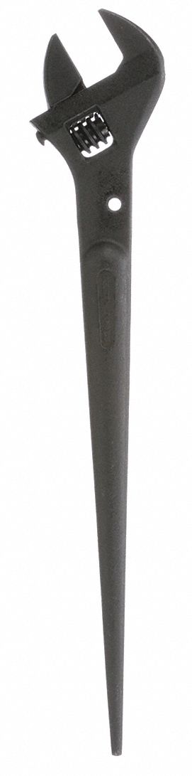 Spud Wrench: Alloy Steel, Black Oxide, 1 5/8 in Head Size, 0 in Offset, 16 in Overall Lg
