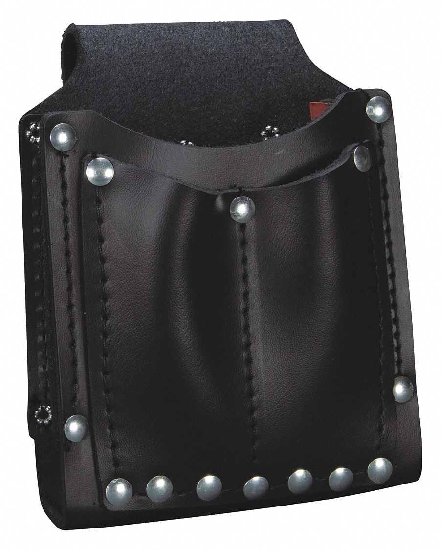 KLEIN TOOLS Black Utility Pouch, Leather, Fits Belts Up To (In.) 1 in