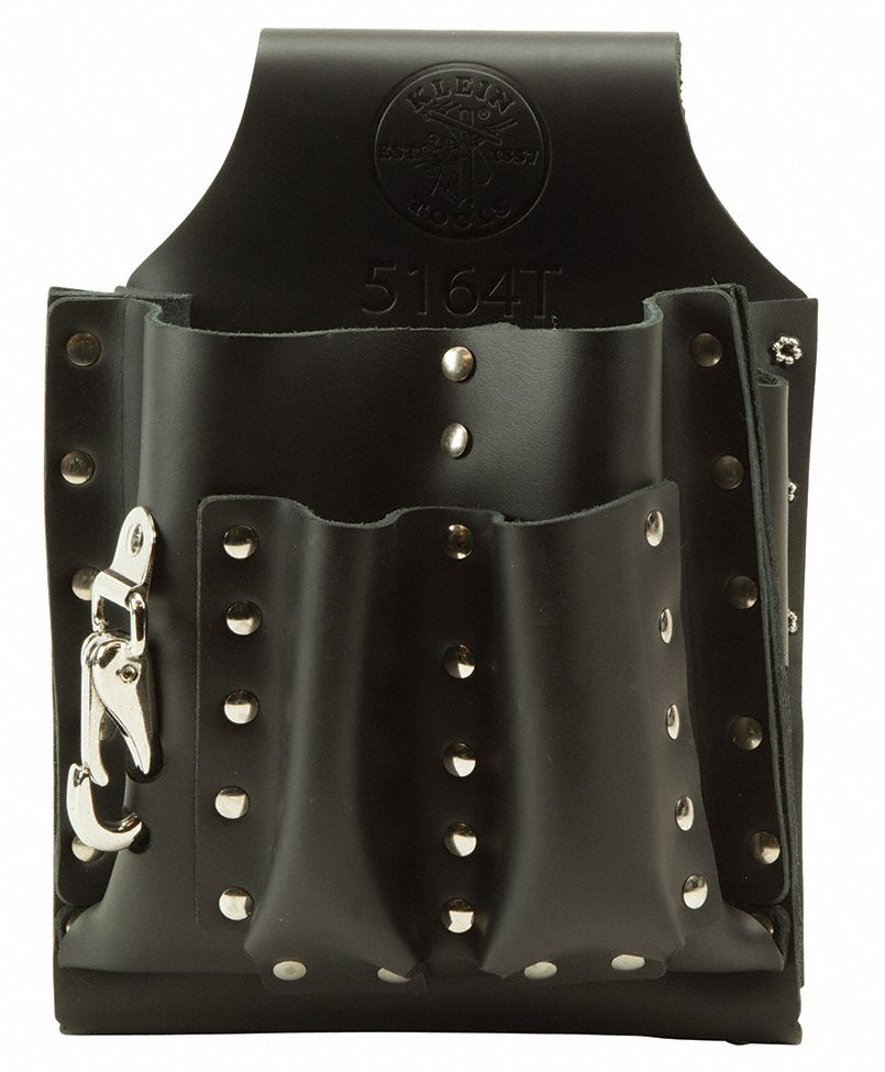 KLEIN TOOLS Black, Tool Pouch, Leather, For Maximum Belt Width 2 1/2 in