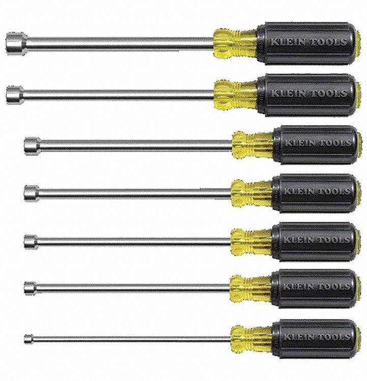 Nut Driver Set: SAE, 11/32 in/1/2 in/1/4 in/3/16 in/3/8 in/5/16 in/7/16 in Tip Size