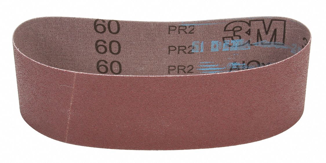 Sanding Belt: 3 in W x 21 in L, Aluminum Oxide, 60 Grit, X Wt Cloth Backing, 340D, 50 PK