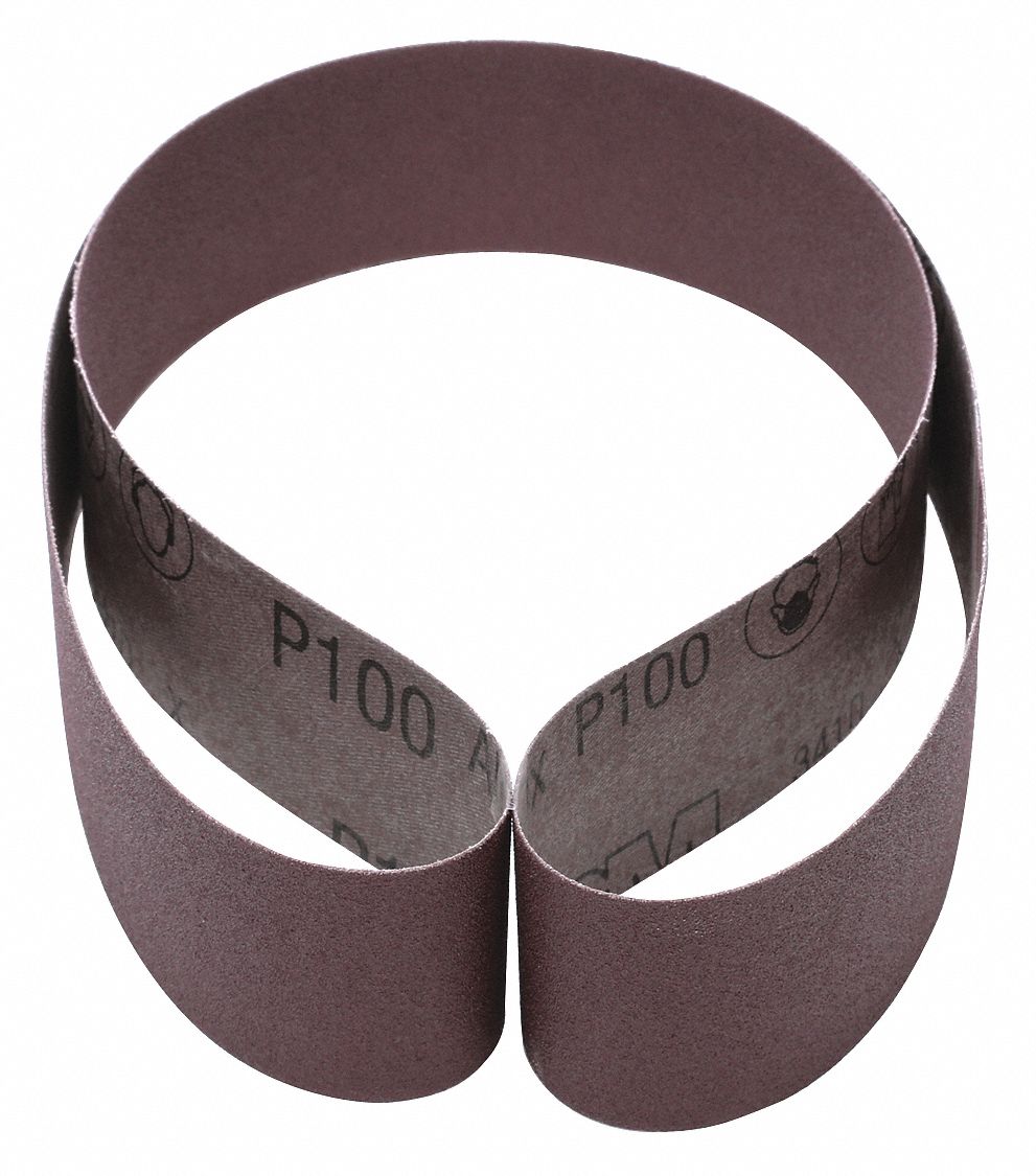 Sanding Belt: 2 in W x 48 in L, Aluminum Oxide, P100 Grit, X Wt Cloth Backing, 341D, 50 PK
