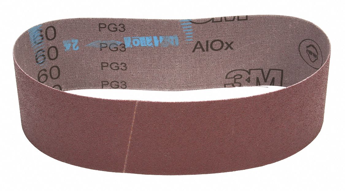 Sanding Belt: 3 in W x 24 in L, Aluminum Oxide, 60 Grit, X Wt Cloth Backing, 340D, 50 PK