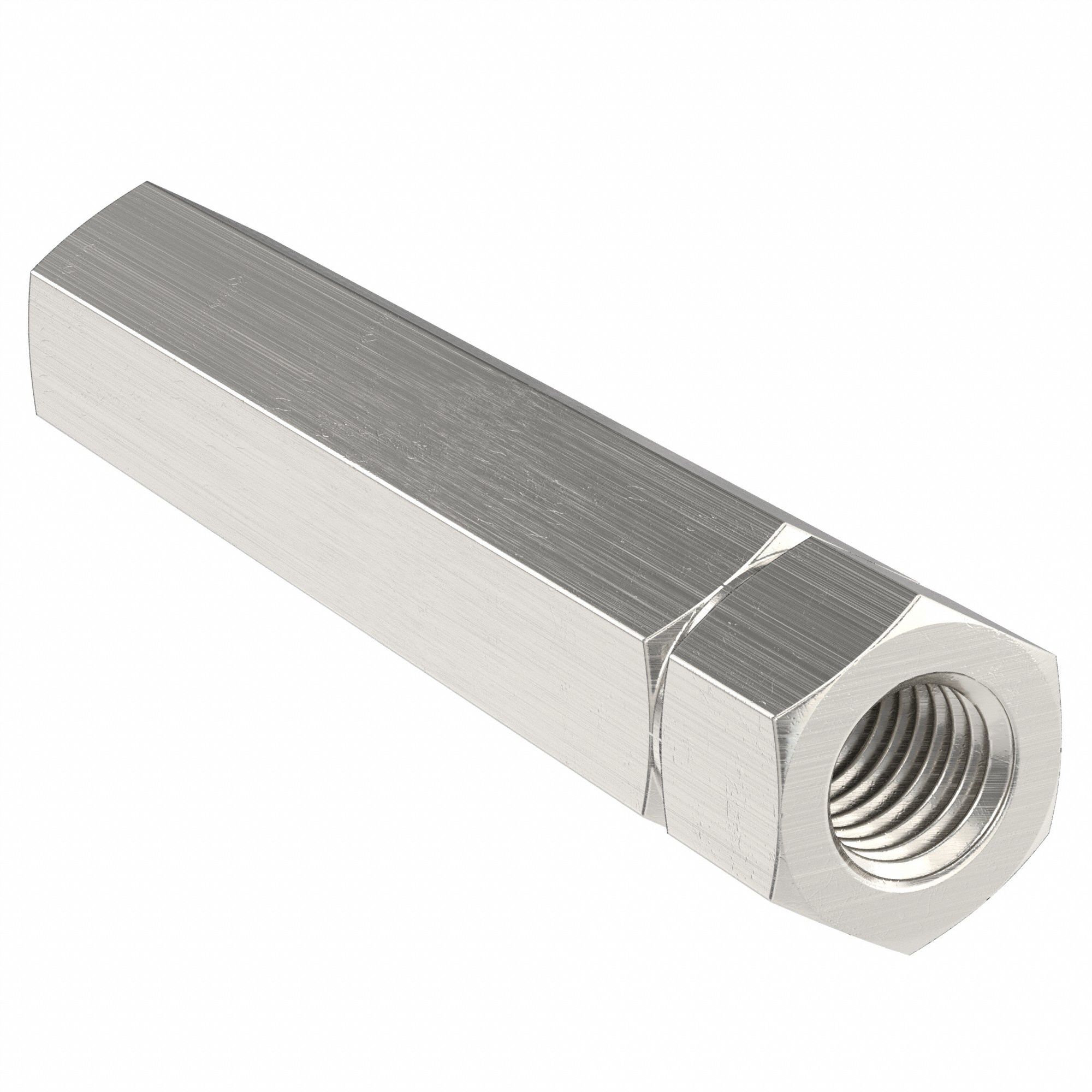 INTERNALLY THREADED STUD, ALUMINUM, PLAIN FINISH, 6 IN L, ¾ IN THREAD L A, ¾ IN THREAD L B