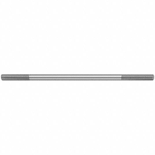 GRAINGER APPROVED DoubleEnd Threaded Rod, Aluminum, Plain, 3/8"24 Thread Size A, 2 ft Length