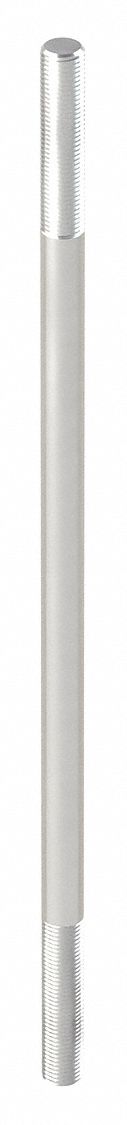 DOUBLE-END THREADED ROD, ALUMINUM, PLAIN FINISH, 30 IN L, 2 IN THREAD L A, 2 IN THREAD L B