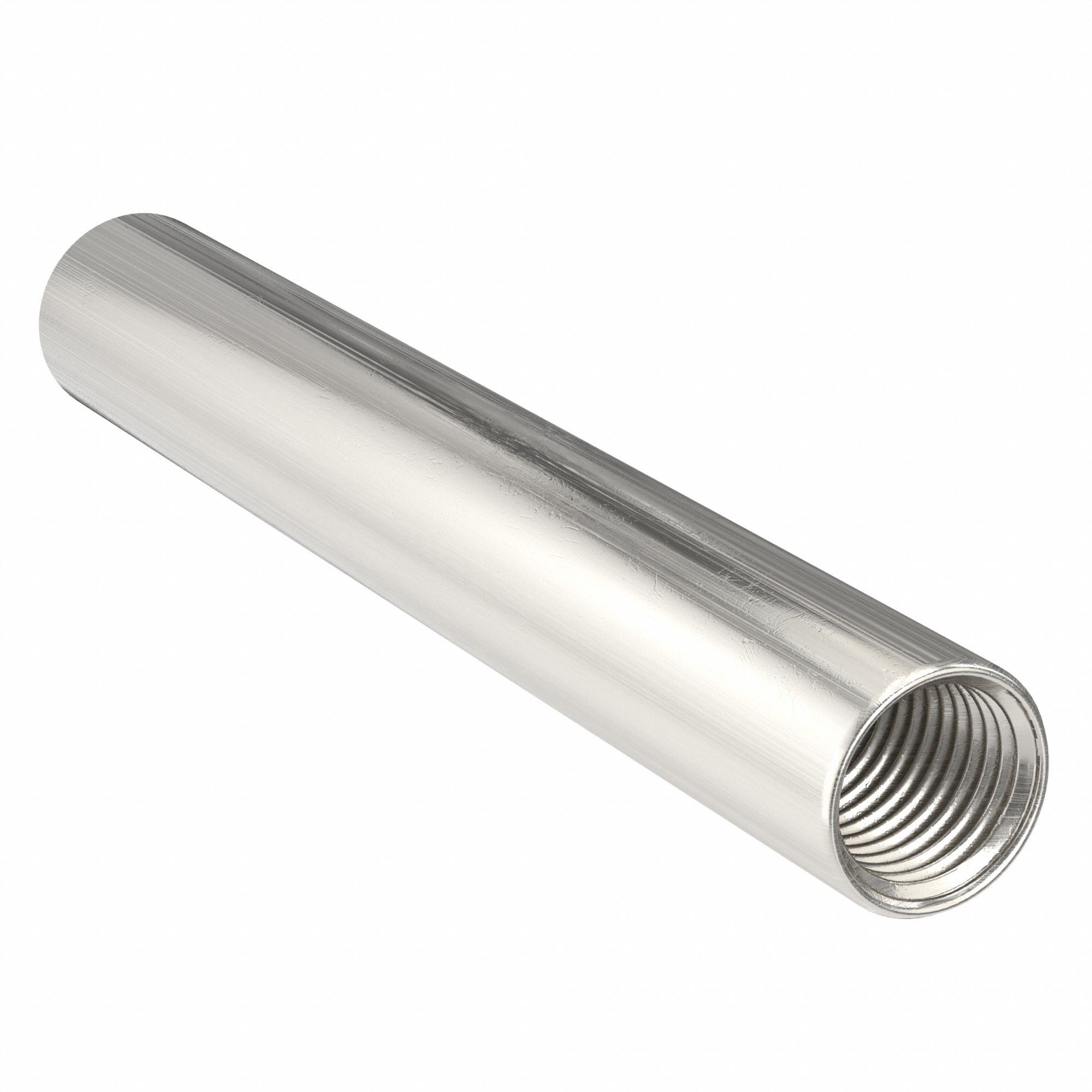 Internally Threaded Stud: Aluminum, 6061, Plain, 6 in Lg, 3/8"-24 Thread Size, 1 1/4 in Thread Lg
