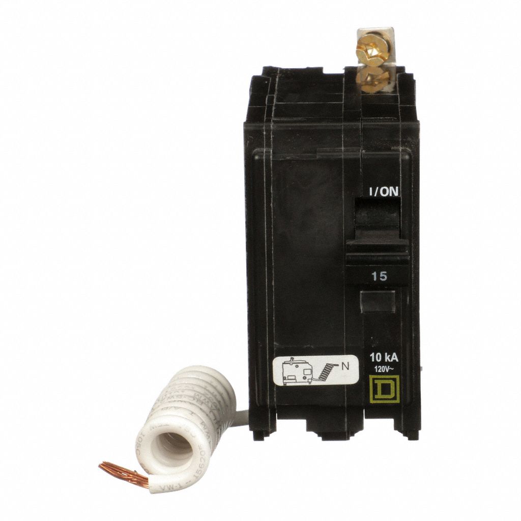 Miniature Circuit Breaker: 15 A, 120V AC, Single Phase, 10kA at 120V AC, 2 Poles