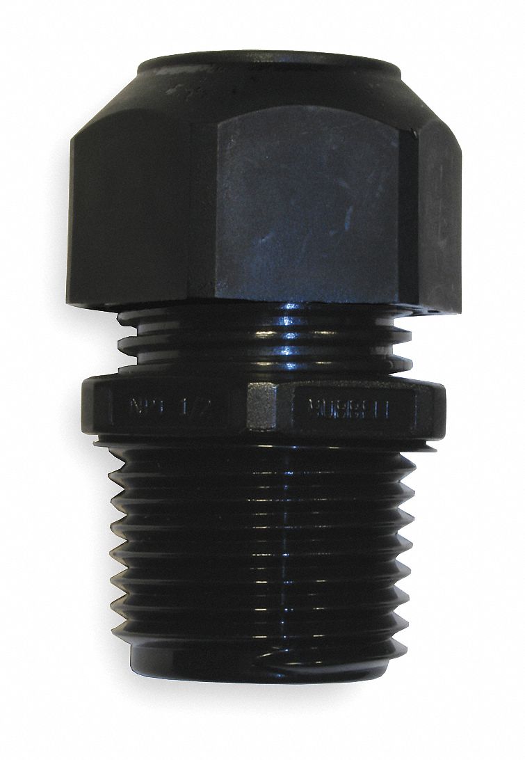 LIQUID TIGHT CORD CONNECTOR, NYLON, PG21, MALE, 0.45 IN TO 0.71 IN, BLACK