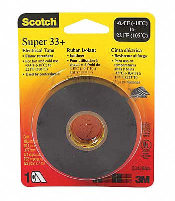 Pack of 10 Rolls Vinyl Electrical Tape 3/4 x 44 ft Scotch Super 33 