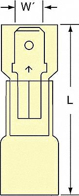 Male Disconnect: Yellow, Full, Butted, 221 Degrees F, 0.032 In X 0.250 ...