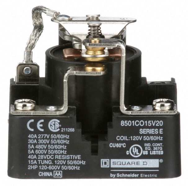 SQUARE D Open Power Relay 5 Pins Relay, SPDT, 120V AC 2DR55