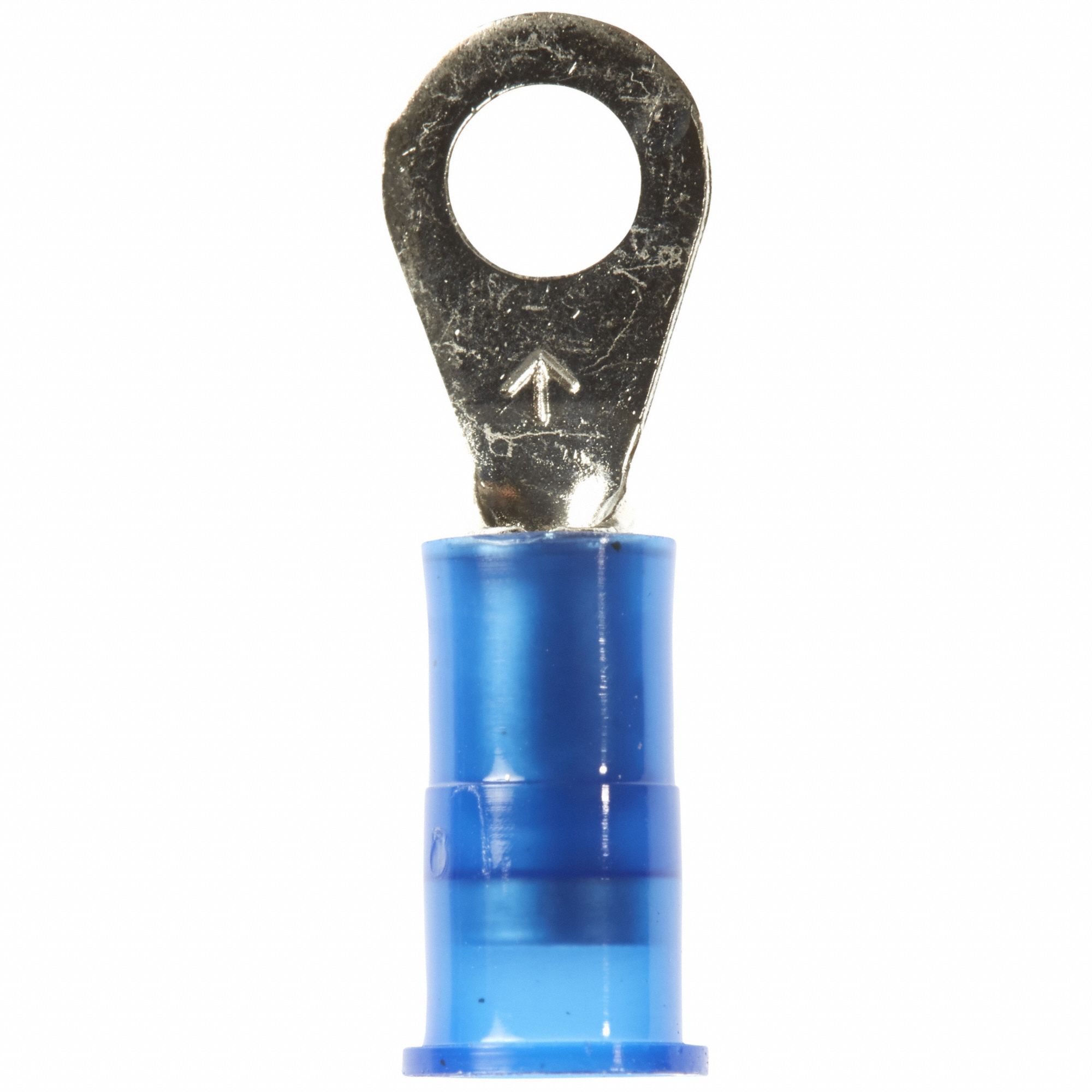 Ring Terminal: Nylon, Blue, #8 Stud Size, 16 AWG to 14 AWG Wire Size Range, 1, 000 PK