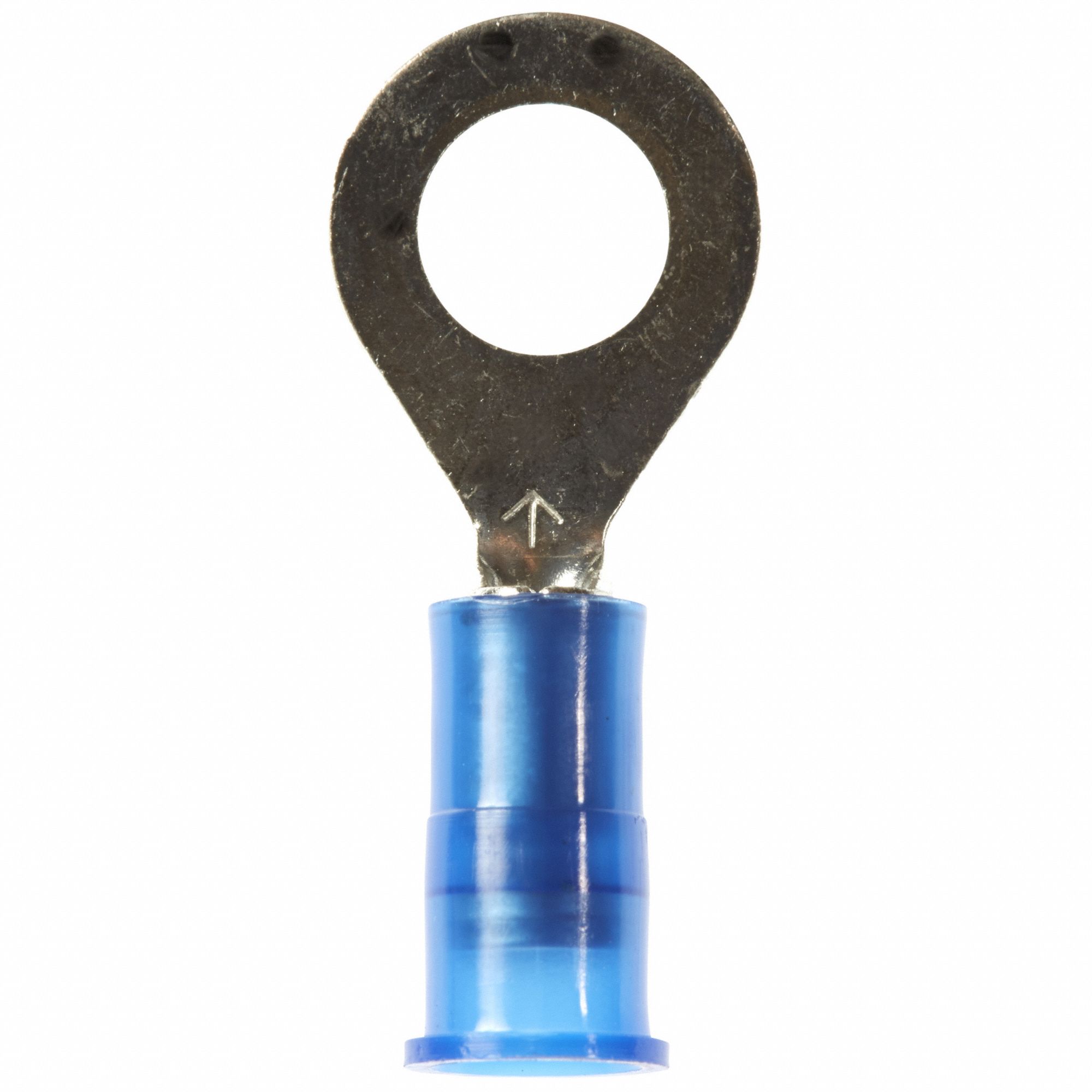 Ring Terminal: Blue, Nylon Insulation, 1/4 in Stud Size, 16 AWG to 14 AWG Wire Sizes, 1, 000 V