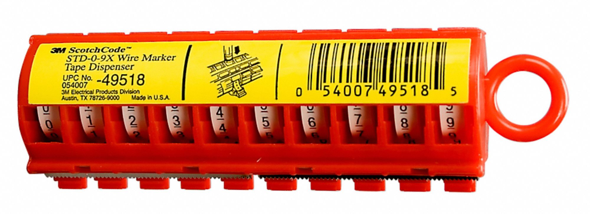 3m Wire Marker Dispenser Wtape 0 To 9 Red 5760 Labels 40 Degrees