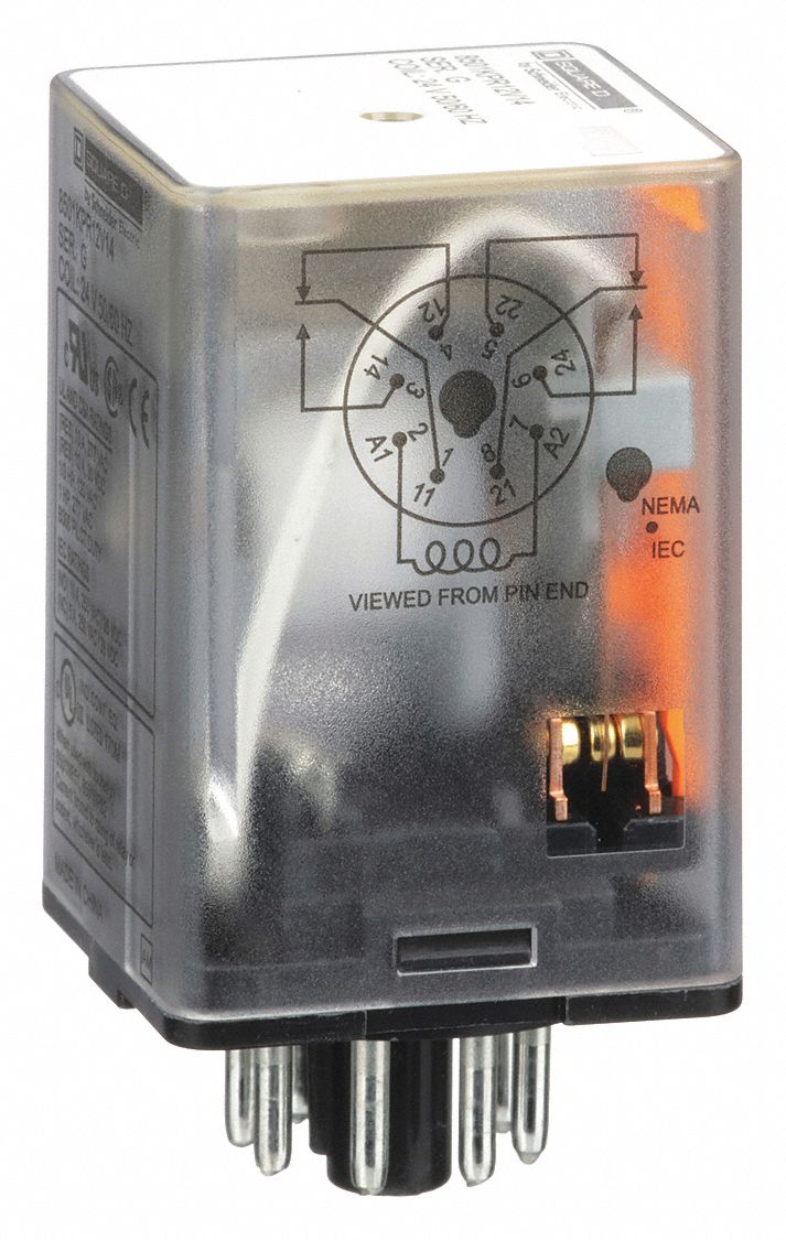 SQUARE D General Purpose Relay, 24V AC Coil Volts, 10A 277V AC