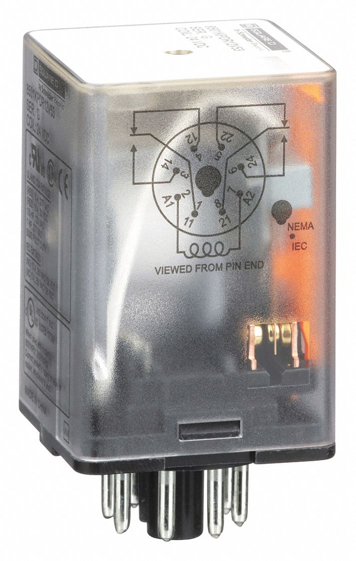 SQUARE D General Purpose Relay, 24V DC Coil Volts, 10A 277V AC