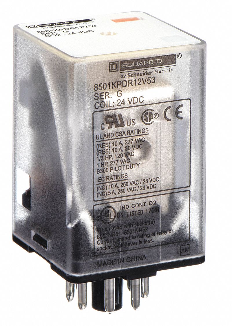 SQUARE D, 8 Pins - Relay, DPDT, General Purpose Relay - 2DT24|8501KPDR12V53  - Grainger
