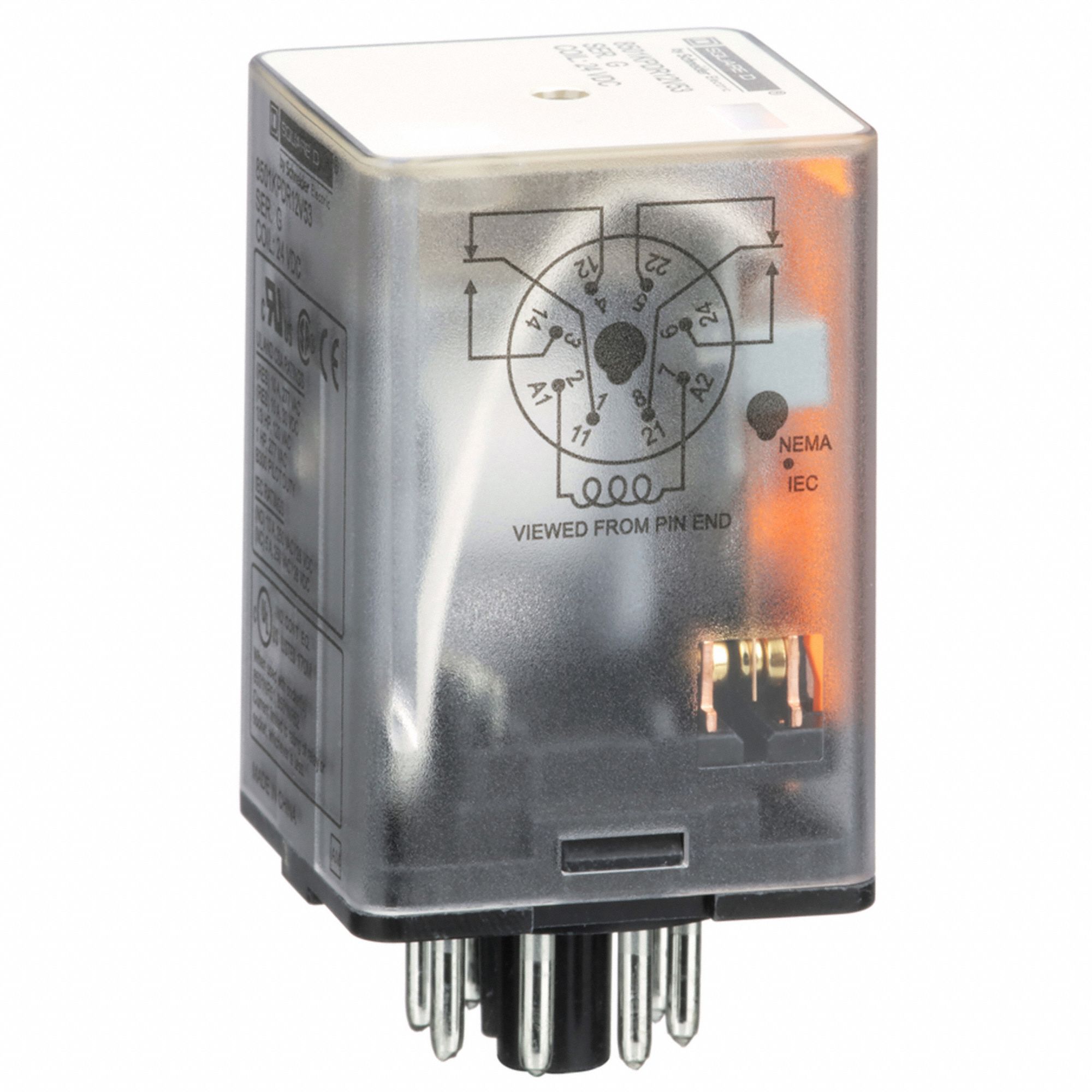 General Purpose Relay: Socket Mounted, 10 A Current Rating, 24V DC, 8 Pins/Terminals, DPDT
