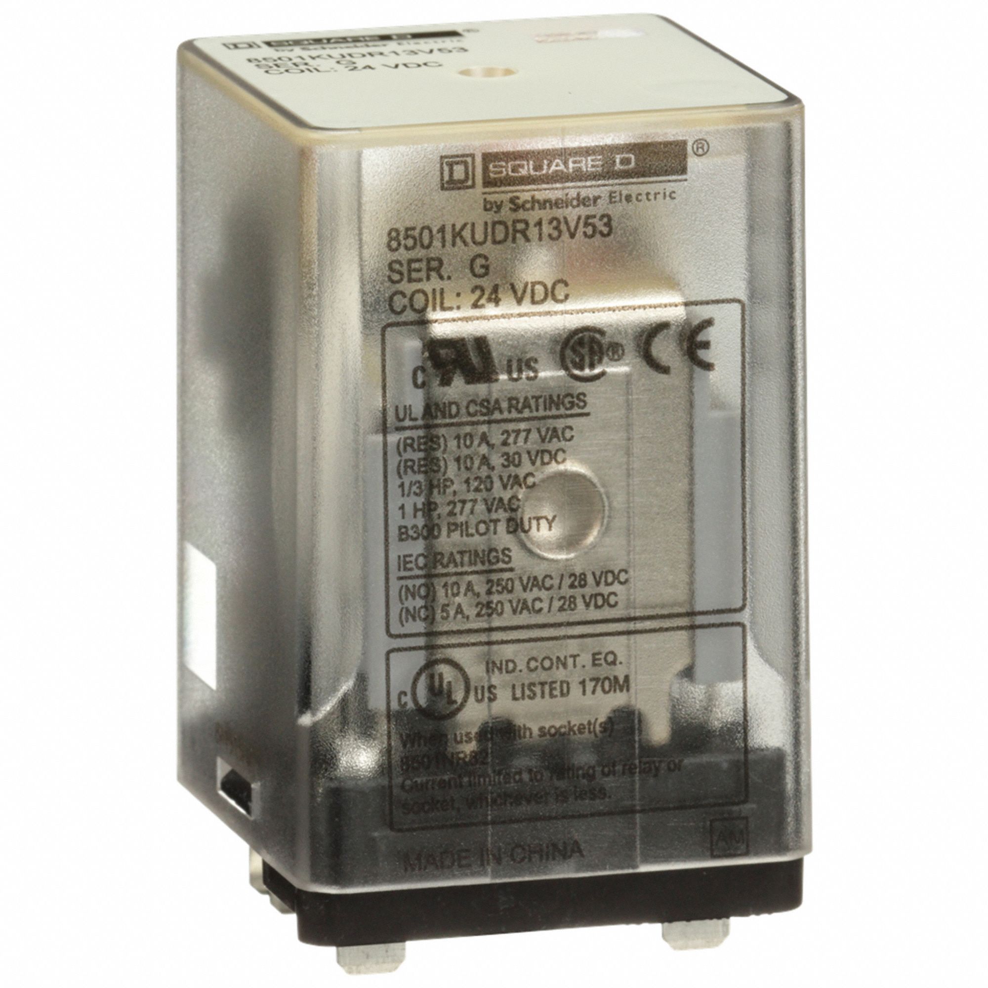 General Purpose Relay: Socket Mounted, 10 A Current Rating, 24V DC, 11 Pins/Terminals