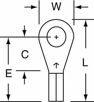 Ring Terminal: Bare, #8 Stud Size, 22 AWG to 18 AWG Wire Sizes, 600 V