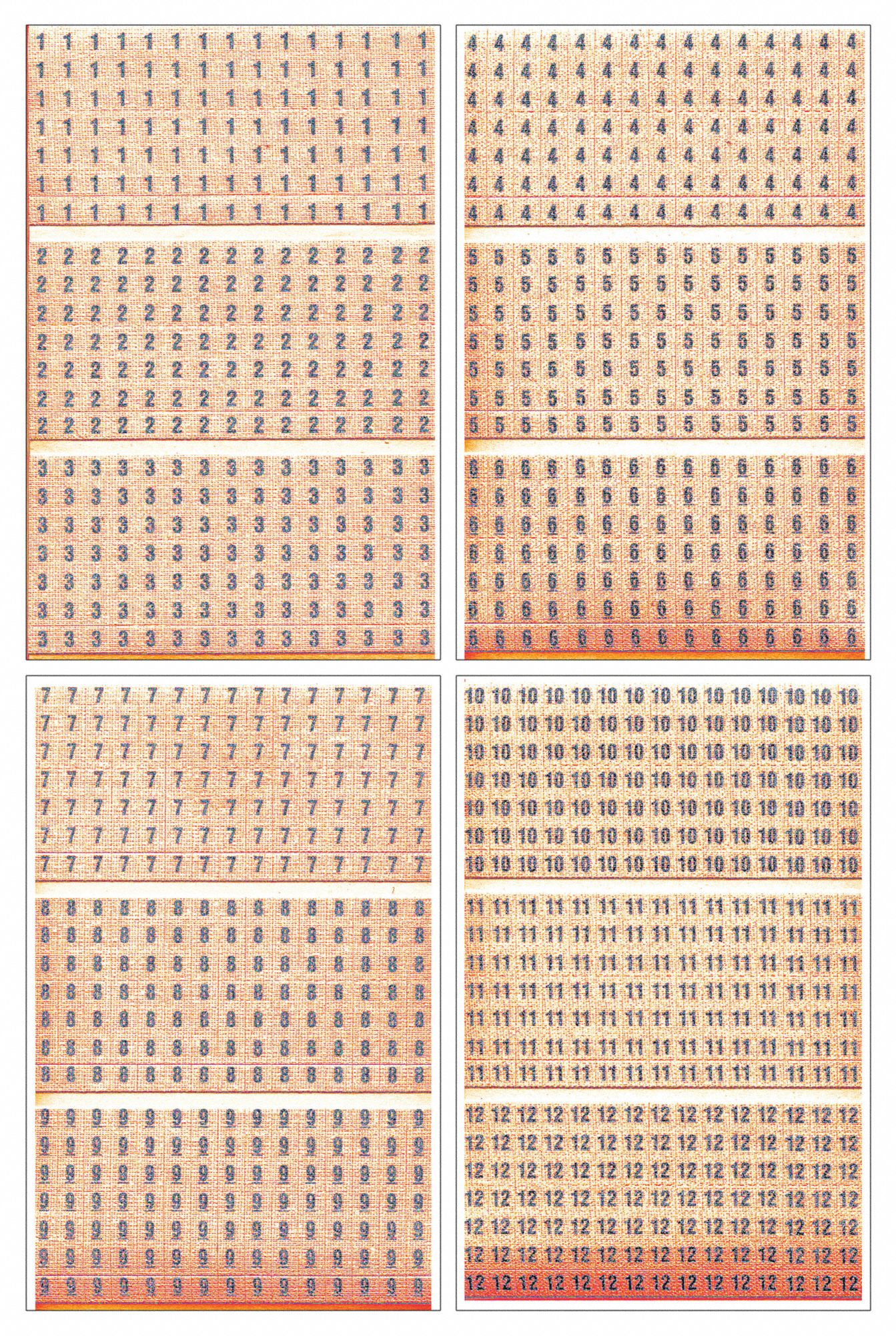 Wire Marker Book: 1 to 30, Black on White, 450 Labels, Vinyl Impregnated Cloth Film, 5 PK