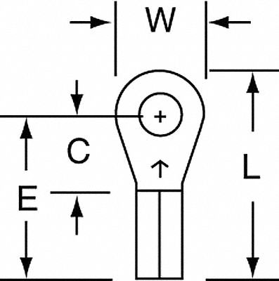 Ring Terminal: Bare, #4 Stud Size, 22 AWG to 18 AWG Wire Sizes, 600 V
