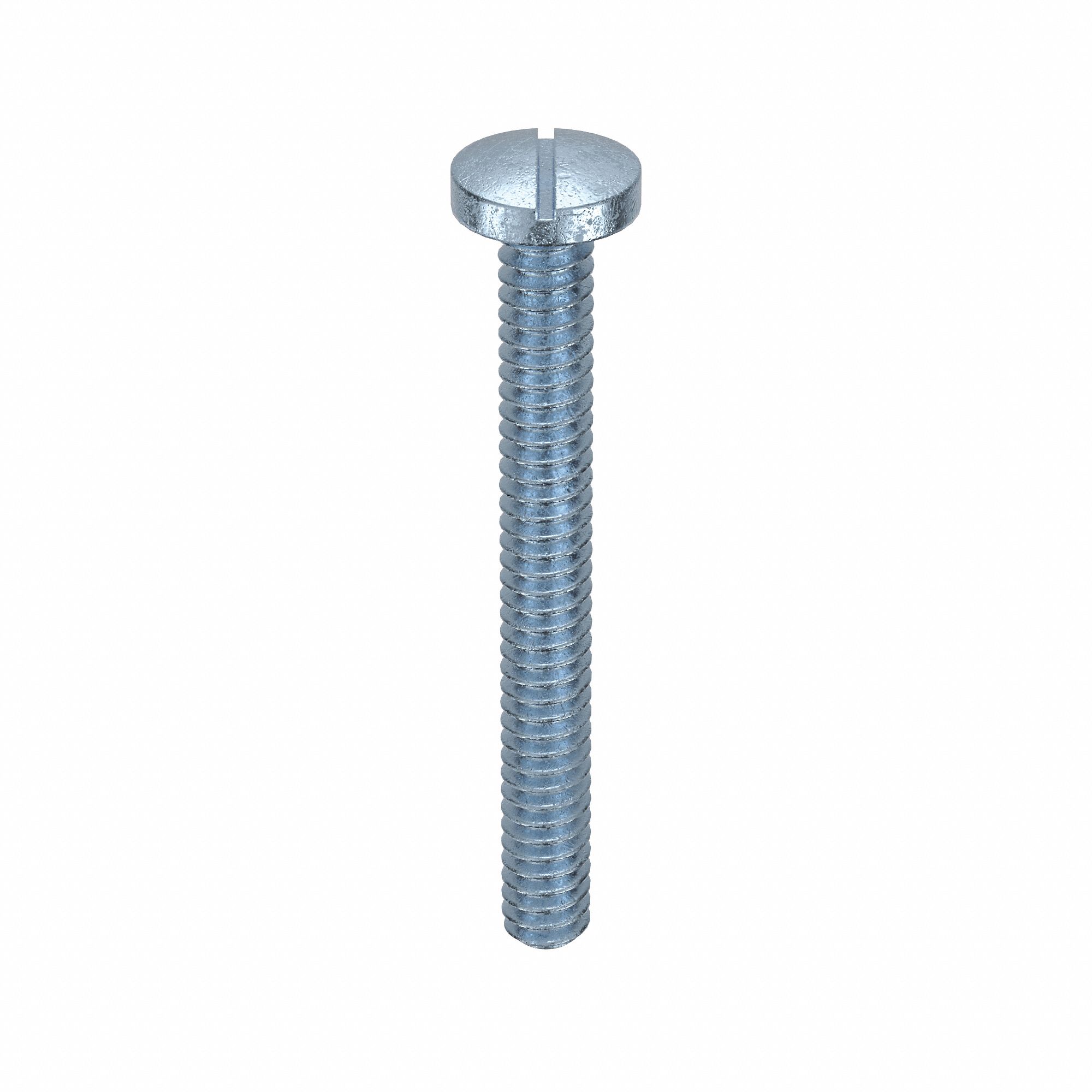 Machine Screw: #6-32 Thread Size, 1 1/4 in Lg, Steel, Zinc-Plated, Pan, Slotted, 100 PK