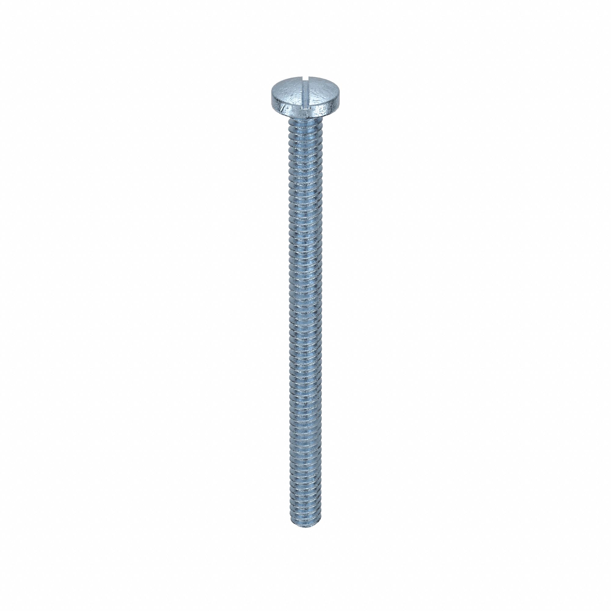 Machine Screw: M5x0.80 Thread Size, 50 mm Lg, Steel, Zinc-Plated, Pan, Slotted, Machine Screw, 50 PK