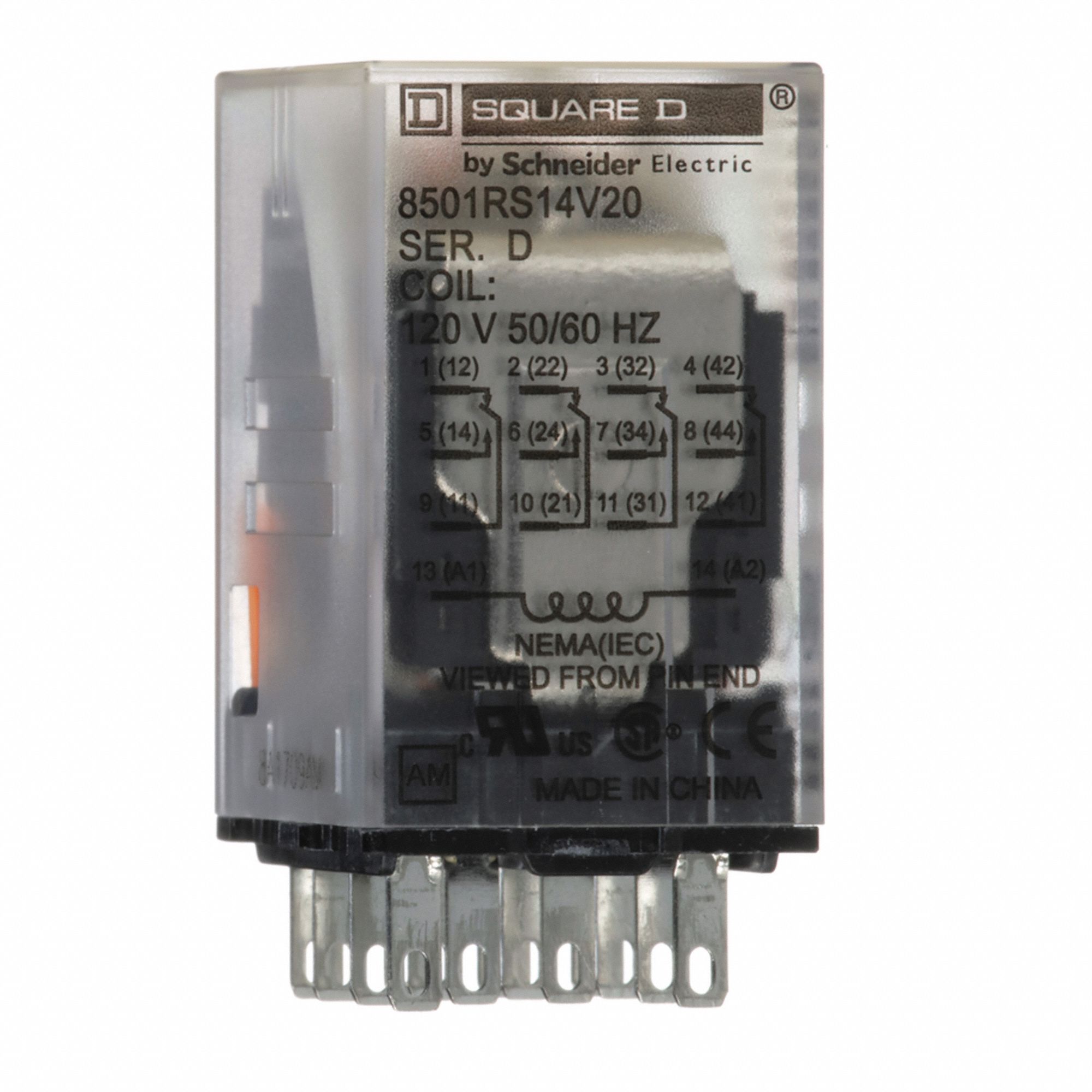 General Purpose Relay: Socket Mounted, 6 A Current Rating, 120V AC, 14 Pins/Terminals