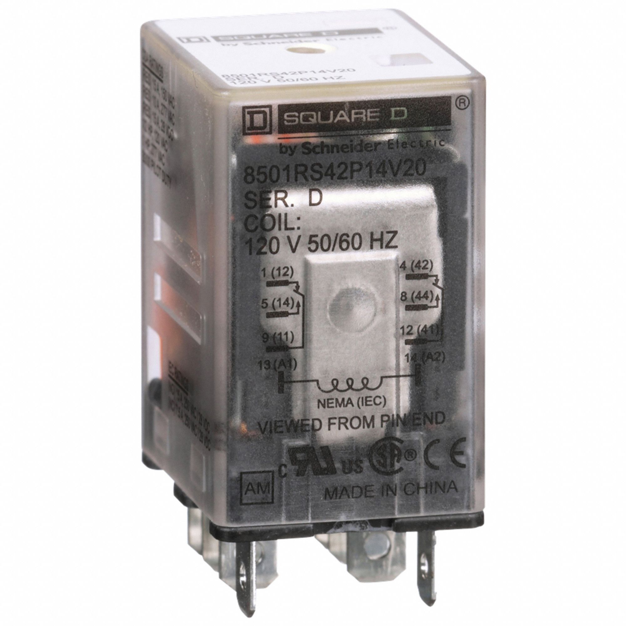GENERAL PURPOSE RELAY, SOCKET MOUNTED, 15 A CURRENT RATING, 120V AC, 8 PINS/TERMINALS