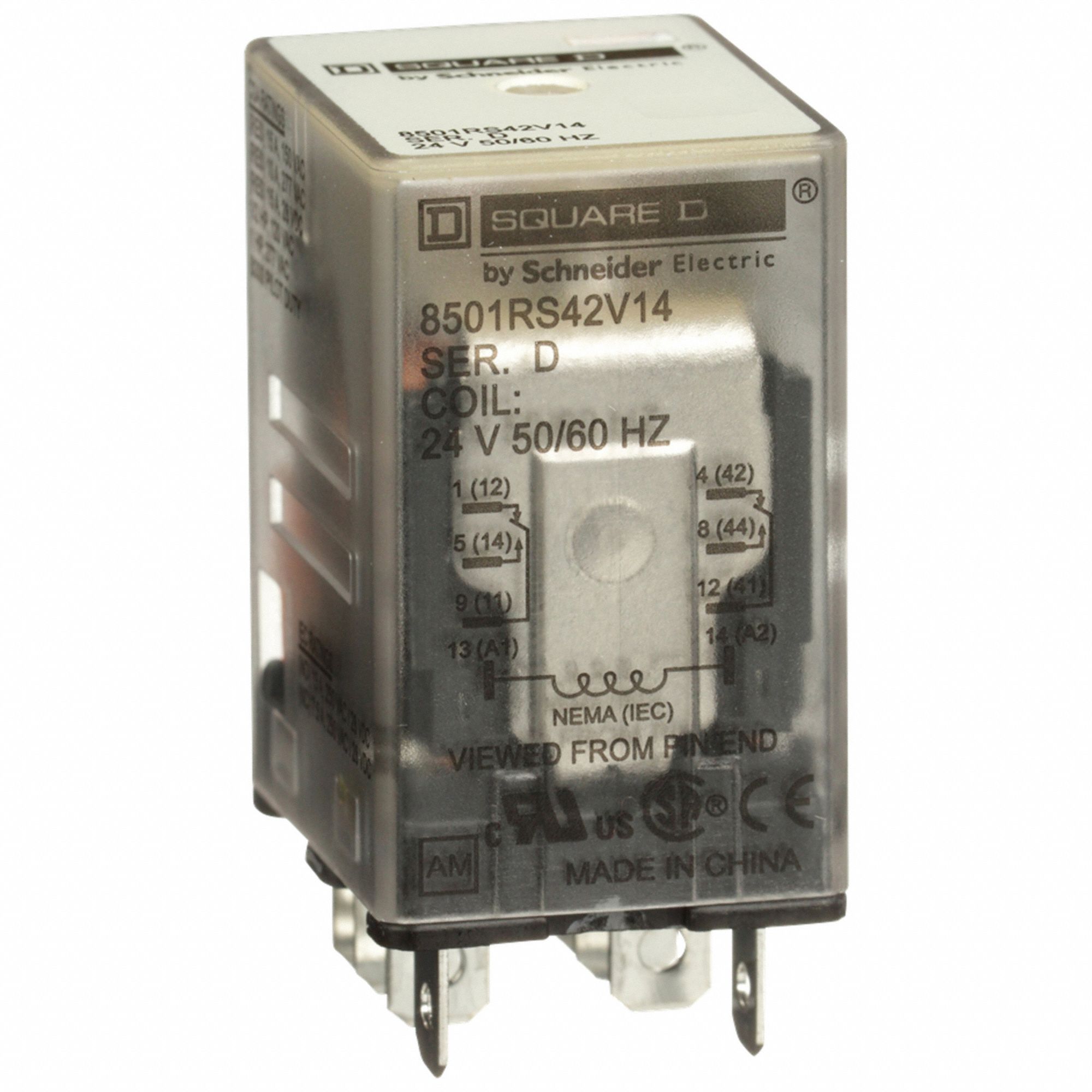 GENERAL PURPOSE RELAY, SOCKET MOUNTED, 15 A CURRENT RATING, 24V AC, 8 PINS/TERMINALS, DPDT
