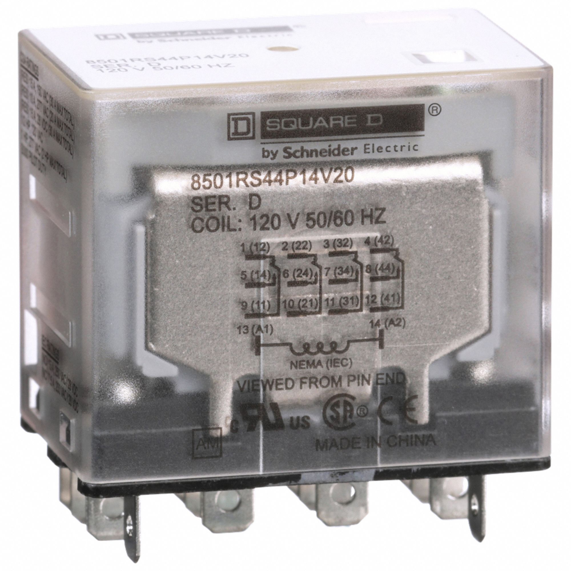 GENERAL PURPOSE RELAY, SOCKET MOUNTED, 15 A CURRENT RATING, 120V AC, 14 PINS/TERMINALS